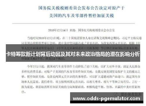 卡特筹款新计划背后动因及其对未来政治格局的潜在影响分析